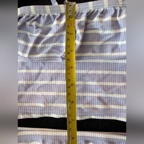 Hanna Andersson Girls Ruffle Lavender Purple Stripe 2 Piece Swim Bathing Suit - Picture 6 of 10